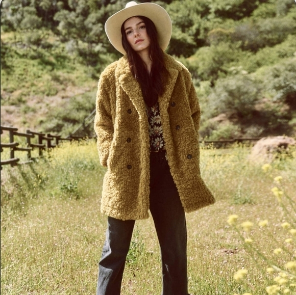 New The Great. Vintage Plush Coat - Harvest Gold NWOT Size 3 / Large - Picture 2 of 14